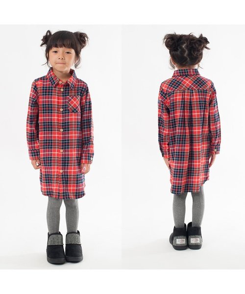 BREEZE（ブリーズ）の「チェックシャツワンピ（ワンピース・キッズ・レッド/イエロー/ブルー・100/80/90/110/130/140/120/95）」の4枚目の写真