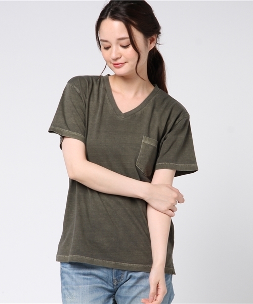 VENCEEXCHANGE（ヴァンスエクスチェンジ）の「ピグメント加工T                     （Tシャツ/カットソー・レディース・オフホワイト/チャコールグレー/オリーブ/オレンジ/パープル・MEDIUM）」の4枚目の写真