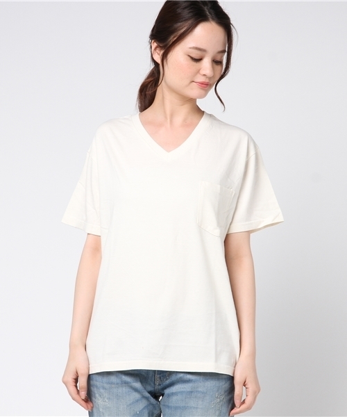 VENCEEXCHANGE（ヴァンスエクスチェンジ）の「ピグメント加工T                     （Tシャツ/カットソー・レディース・オフホワイト/チャコールグレー/オリーブ/オレンジ/パープル・MEDIUM）」の11枚目の写真