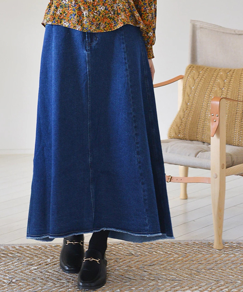 Green Parks グリーンパークス の デニムイレヘムロングスカート デニムスカート Wear