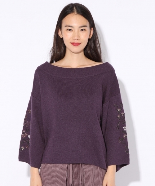 niko and...（ニコアンド）の「袖刺繍2WAYプルオーバー（ニット/セーター・レディース・パープル/ネイビー/オフホワイト/チャコール・MEDIUM/LARGE）」の15枚目の写真