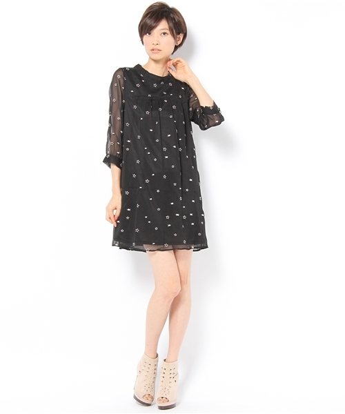 CIAOPANIC（チャオパニック）の「星柄チュニック（ワンピース・レディース・ブラック/グリーン/ベージュ・FREE）」の6枚目の写真