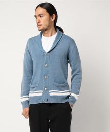 コンチョボタンカラーフェードジャガードショールカーディガン