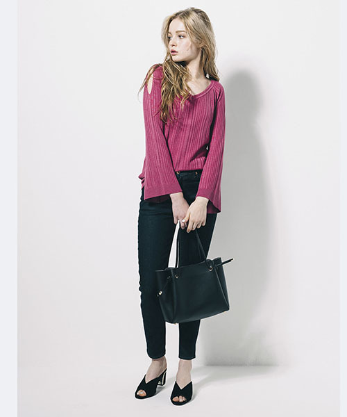 LIPSTAR（リップスター）の「ロープハンドル合皮バッグ（ハンドバッグ・レディース・ブラック/キャメル・M）」の3枚目の写真