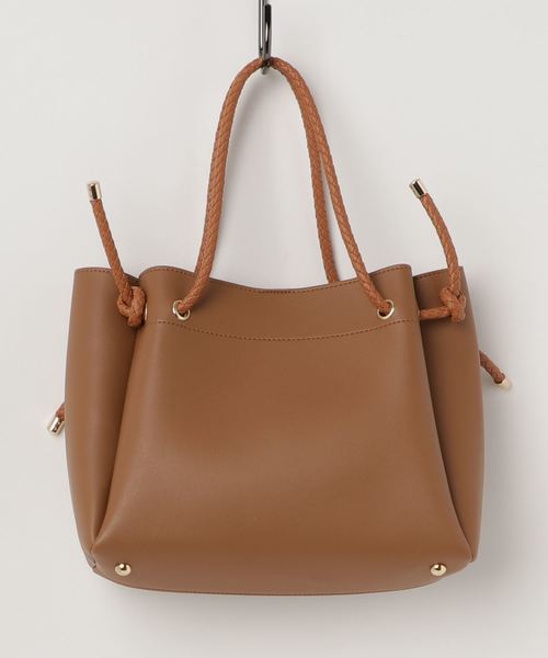 LIPSTAR（リップスター）の「ロープハンドル合皮バッグ（ハンドバッグ・レディース・ブラック/キャメル・M）」の9枚目の写真