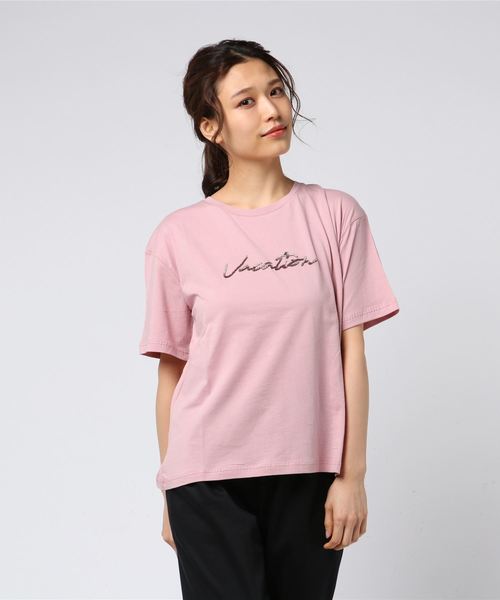 PICCIN(ピッチン)の「ロゴビーズ刺繍Tシャツ(Tシャツ/カットソー・レディース・ネイビー/オフホワイト/ピンク・MEDIUM)」の8枚目の写真