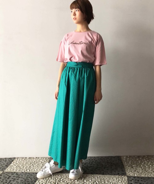 PICCIN(ピッチン)の「ロゴビーズ刺繍Tシャツ(Tシャツ/カットソー・レディース・ネイビー/オフホワイト/ピンク・MEDIUM)」の12枚目の写真