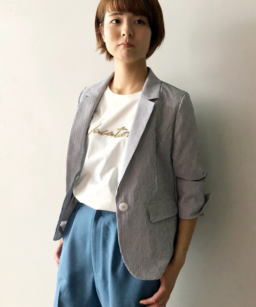 PICCIN(ピッチン)の「ロゴビーズ刺繍Tシャツ(Tシャツ/カットソー・レディース・ネイビー/オフホワイト/ピンク・MEDIUM)」の18枚目の写真
