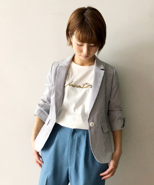 PICCIN(ピッチン)の「ロゴビーズ刺繍Tシャツ(Tシャツ/カットソー・レディース・ネイビー/オフホワイト/ピンク・MEDIUM)」の19枚目の写真