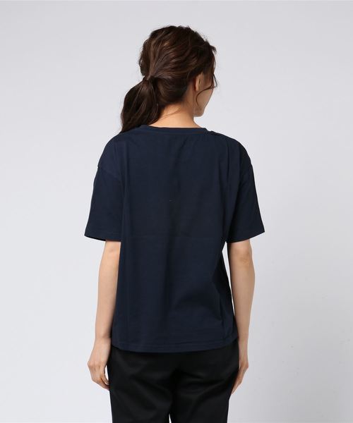 PICCIN(ピッチン)の「ロゴビーズ刺繍Tシャツ(Tシャツ/カットソー・レディース・ネイビー/オフホワイト/ピンク・MEDIUM)」の5枚目の写真