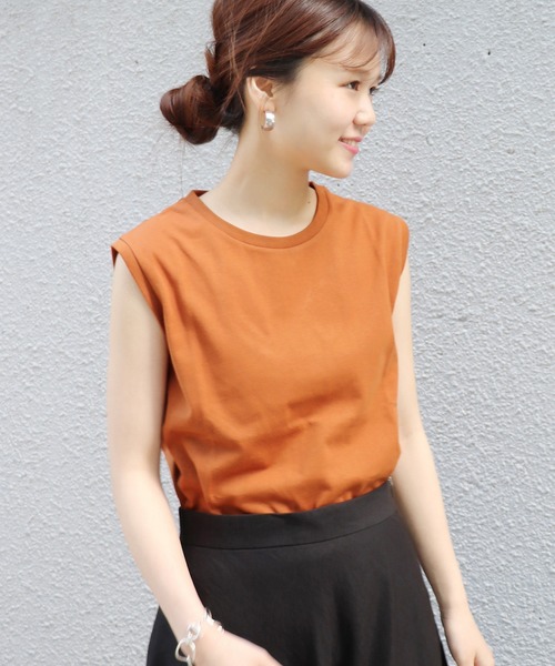 JOURNAL STANDARD(ジャーナルスタンダード)の「《WEB限定》JS+eUSコットンノースリーブTシャツ◆(Tシャツ/カットソー・レディース・ホワイト/ブラック/ブラウン系その他/ベージュ/ネイビー/サックスブルー・FREE)」の3枚目の写真