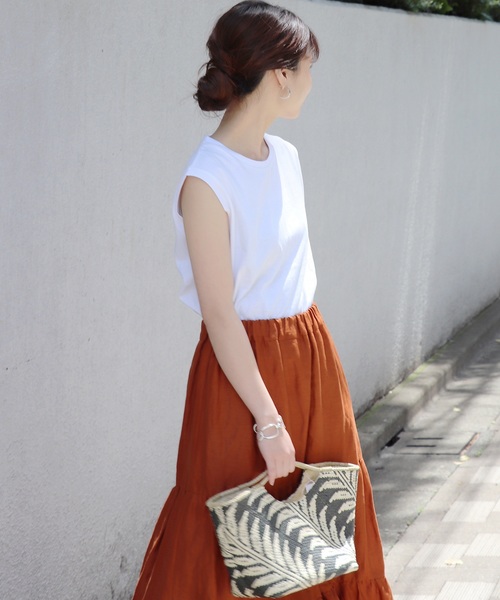 JOURNAL STANDARD(ジャーナルスタンダード)の「《WEB限定》JS+eUSコットンノースリーブTシャツ◆(Tシャツ/カットソー・レディース・ホワイト/ブラック/ブラウン系その他/ベージュ/ネイビー/サックスブルー・FREE)」の12枚目の写真