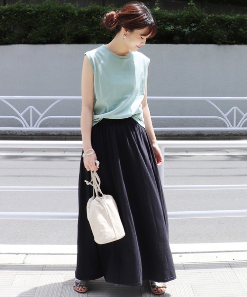 JOURNAL STANDARD(ジャーナルスタンダード)の「《WEB限定》JS+eUSコットンノースリーブTシャツ◆(Tシャツ/カットソー・レディース・ホワイト/ブラック/ブラウン系その他/ベージュ/ネイビー/サックスブルー・FREE)」の13枚目の写真