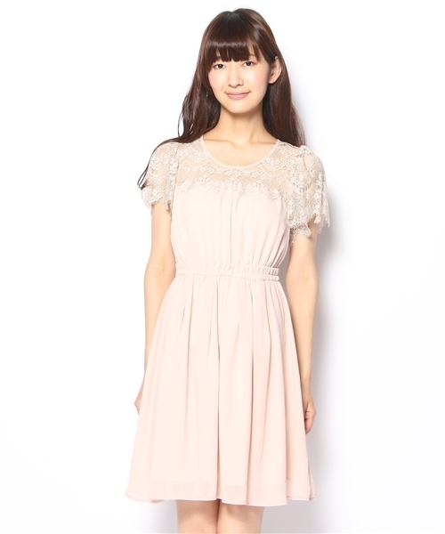 Ray BEAMS（レイビームス）の「Ray BEAMS / ヨーク 袖レース ワンピース（ワンピース・レディース・ブラック/ピンク・0/1）」の5枚目の写真