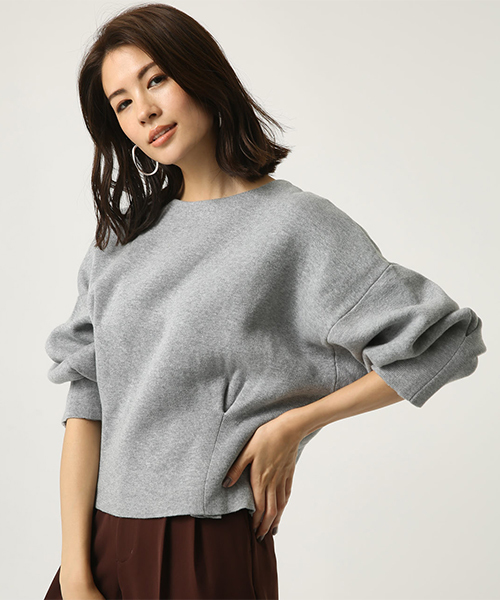 AZUL by moussy（アズールバイマウジー）の「タックスリーブスウェッタープルオーバー（ニット/セーター・レディース・ブラック/ダークグリーン/杢グレー・SMALL/MEDIUM）」の2枚目の写真