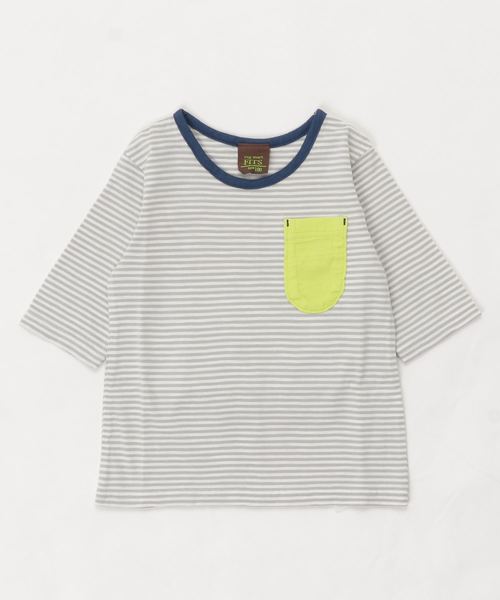 RAGMART(ラグマート)の「ボーダーTシャツ 5分袖(Tシャツ/カットソー)」|グレー