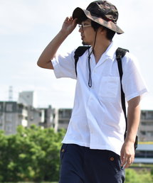 【Ir】綿麻オープンカラーシャツ