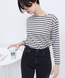 andme（アンドミー）の「ポンチ長袖ボートネックトップス（Tシャツ/カットソー）」