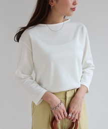 andme | ポンチ 長袖 ボートネック Tシャツ カットソー トップス(Tシャツ/カットソー)