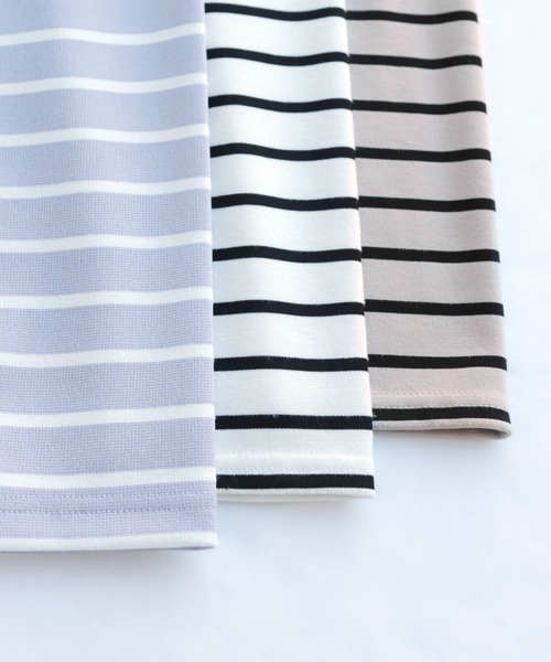 andme(アンドミー)の「ポンチ長袖ボートネックトップス(Tシャツ/カットソー・レディース・ブラック/オフホワイト/ライトベージュ/ネイビー/グレー系その他/ホワイト×ブラック/ベージュ系その他/ラベンダー/パープル系その他/ピンク/ホワイト系その他・M/L)」の21枚目の写真