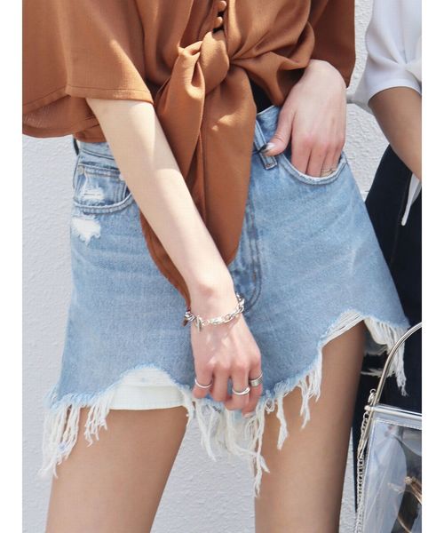 セール ステップカットデニムショートパンツ デニムパンツ Emoda エモダ のファッション通販 Zozotown