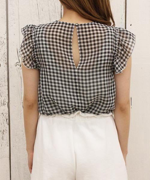 Chico（チコ）の「チェックフリルSH（シャツ/ブラウス・レディース・ホワイト/ホワイト×ブラック/ホワイト×ブルー・FREE）」の5枚目の写真