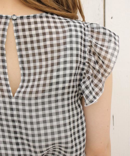 Chico（チコ）の「チェックフリルSH（シャツ/ブラウス・レディース・ホワイト/ホワイト×ブラック/ホワイト×ブルー・FREE）」の6枚目の写真