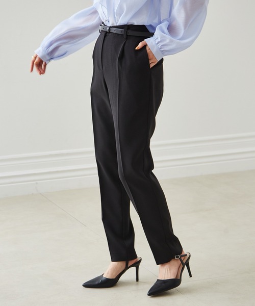セール】ウォッシャブル タックテーパードパンツ(セットアップ対応