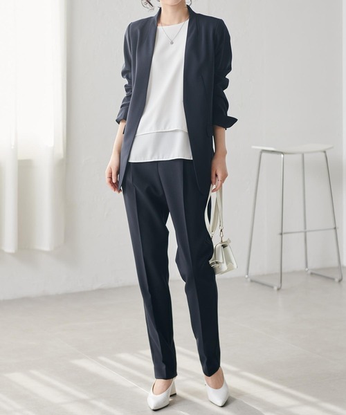 RANAN（ラナン）の「ウォッシャブル　タックテーパードパンツ(セットアップ対応)（スラックス・レディース・グレー系その他/ブラック/ブラウン/ネイビー/ベージュ系その他・M/3L/L/LL）」の22枚目の写真