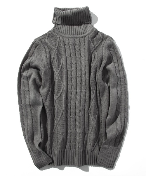 THISIS（ディスイズ）の「アラン編み タートルネックセーター（ニット/セーター・メンズ・ホワイト/ブラック/ネイビー/グレー/ブルー/ワインレッド/ホワイト系その他7/ブラック系その他/ベージュ・MEDIUM/LARGE/SMALL/X-LARGE）」の5枚目の写真