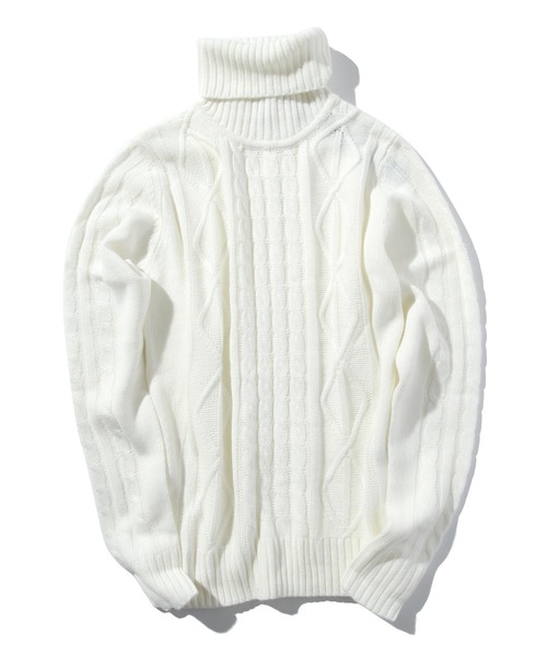 THISIS（ディスイズ）の「アラン編み タートルネックセーター（ニット/セーター・メンズ・ホワイト/ブラック/ネイビー/グレー/ブルー/ワインレッド/ホワイト系その他7/ブラック系その他/ベージュ・MEDIUM/LARGE/SMALL/X-LARGE）」の2枚目の写真