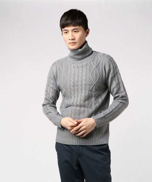 THISIS（ディスイズ）の「アラン編み タートルネックセーター（ニット/セーター・メンズ・ホワイト/ブラック/ネイビー/グレー/ブルー/ワインレッド/ホワイト系その他7/ブラック系その他/ベージュ・MEDIUM/LARGE/SMALL/X-LARGE）」の14枚目の写真