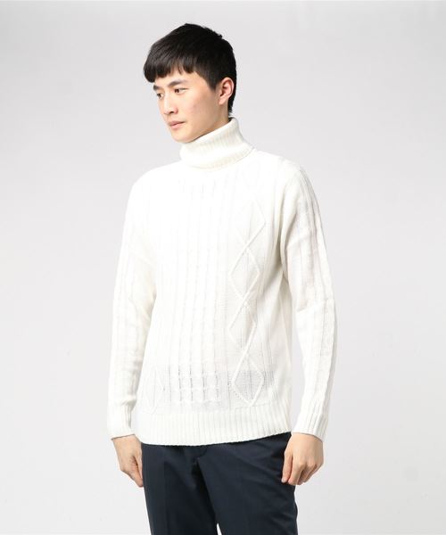 THISIS（ディスイズ）の「アラン編み タートルネックセーター（ニット/セーター・メンズ・ホワイト/ブラック/ネイビー/グレー/ブルー/ワインレッド/ホワイト系その他7/ブラック系その他/ベージュ・MEDIUM/LARGE/SMALL/X-LARGE）」の13枚目の写真