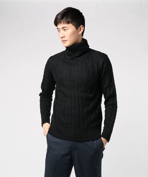 THISIS（ディスイズ）の「アラン編み タートルネックセーター（ニット/セーター・メンズ・ホワイト/ブラック/ネイビー/グレー/ブルー/ワインレッド/ホワイト系その他7/ブラック系その他/ベージュ・MEDIUM/LARGE/SMALL/X-LARGE）」の12枚目の写真
