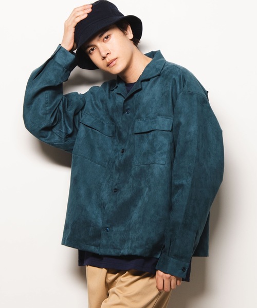 WEGO（ウィゴー）の「WEGO/フェイクスエードオープンカラーシャツ（シャツ/ブラウス・メンズ・ベージュ/ワイン/ライトピンク/ダークグリーン・MEDIUM/LARGE）」の2枚目の写真