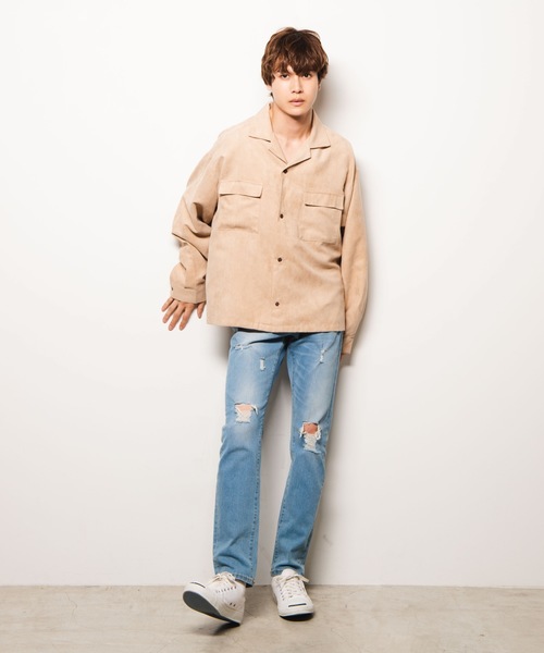 WEGO（ウィゴー）の「WEGO/フェイクスエードオープンカラーシャツ（シャツ/ブラウス・メンズ・ベージュ/ワイン/ライトピンク/ダークグリーン・MEDIUM/LARGE）」の18枚目の写真