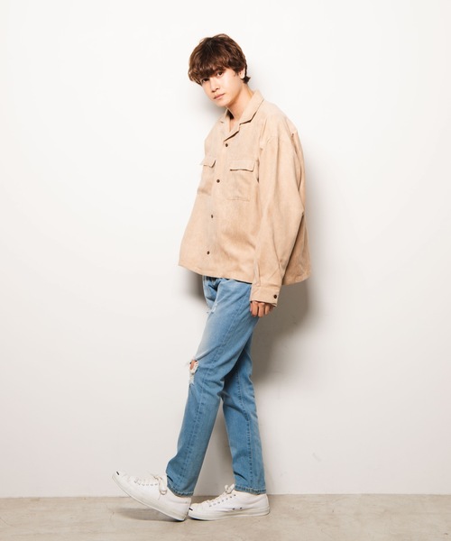 WEGO（ウィゴー）の「WEGO/フェイクスエードオープンカラーシャツ（シャツ/ブラウス・メンズ・ベージュ/ワイン/ライトピンク/ダークグリーン・MEDIUM/LARGE）」の17枚目の写真