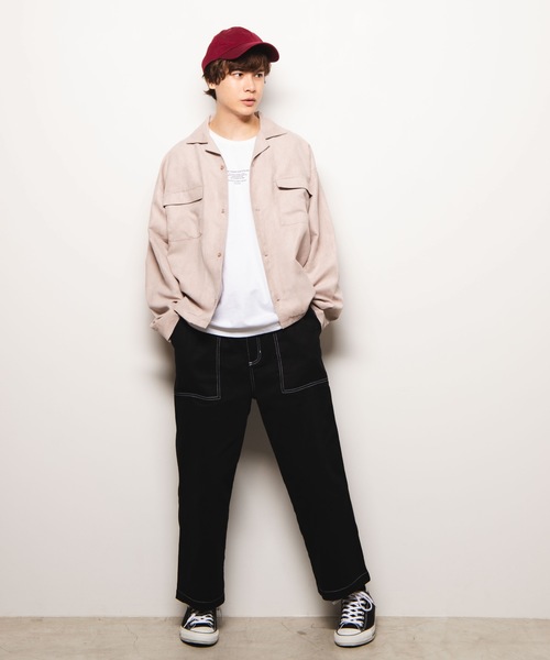 WEGO（ウィゴー）の「WEGO/フェイクスエードオープンカラーシャツ（シャツ/ブラウス・メンズ・ベージュ/ワイン/ライトピンク/ダークグリーン・MEDIUM/LARGE）」の15枚目の写真