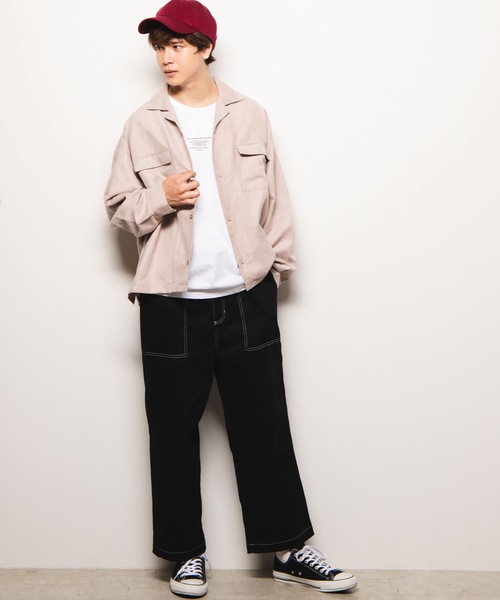 WEGO（ウィゴー）の「WEGO/フェイクスエードオープンカラーシャツ（シャツ/ブラウス・メンズ・ベージュ/ワイン/ライトピンク/ダークグリーン・MEDIUM/LARGE）」の14枚目の写真