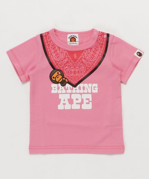 A BATHING APE(アベイシングエイプ)の「BABY MILO BANDANA PRINT TEE KB(Tシャツ/カットソー・キッズ・サックスブルー/ピンク/イエロー・80)」の1枚目の写真