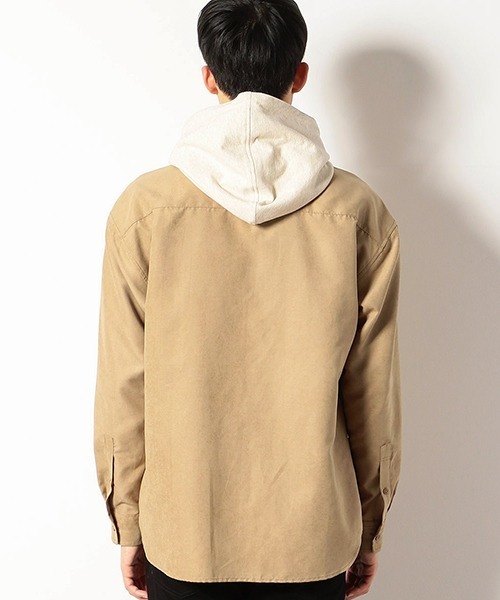 Purple&Yellow（パープルアンドイエロー）の「裏毛フード　シャツ（シャツ/ブラウス・メンズ・ホワイト/ベージュ/ピンク・LARGE/SMALL/MEDIUM）」の9枚目の写真