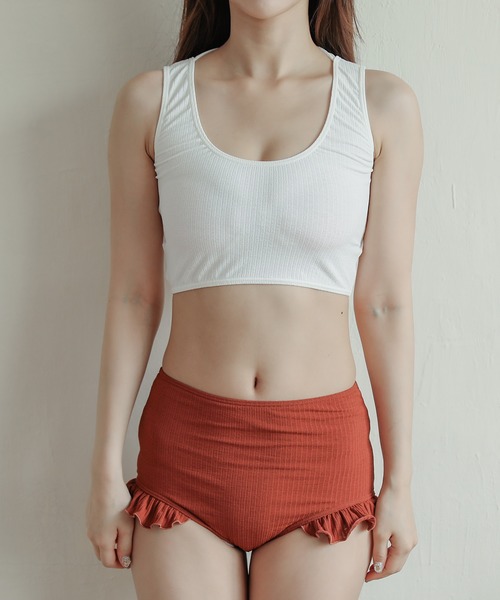 セール】裾フリルハイウエストショーツタンキニセパレート水着2