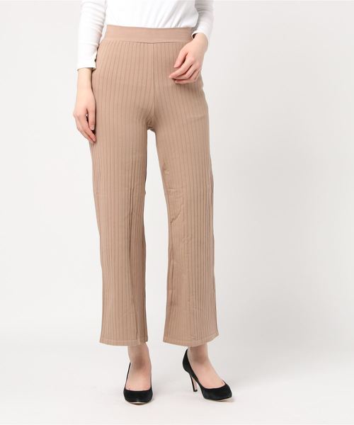 HANES(ヘインズ)の「HANES/ヘインズ/Rib Wide Pants/リブワイドパンツ(その他パンツ・レディース・ブラック/ベージュ/ブラウン/グレー・FREE)」の7枚目の写真