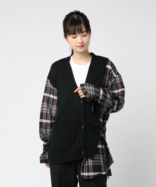 美品】EZUMi エズミ カーディガン 切替 チェック 長袖