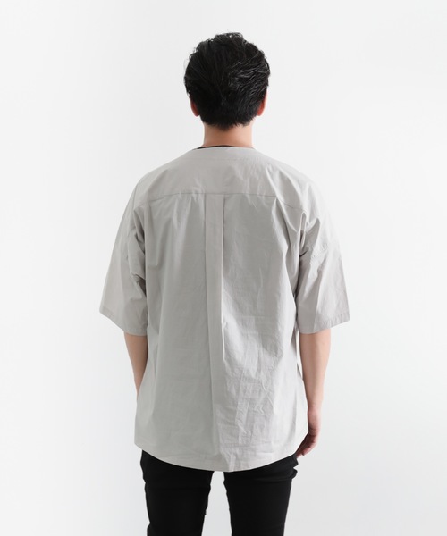 KAZUYUKI KUMAGAI ATTACHMENT（カズユキクマガイアタッチメント）の「タイプライターストレッチ ドロップショルダープルオーバーシャツ S/S（シャツ/ブラウス・メンズ・ネイビー/ライトグレー/グレー系その他/ホワイト/ライトグリーン・1/2/3）」の10枚目の写真