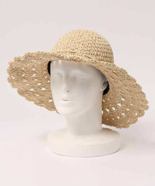 one after another NICE CLAUP（ワンアフターアナザーナイスクラップ）の「雑材麦わら帽子（ハット・レディース・ベージュ/アイボリー・FREE）」の4枚目の写真