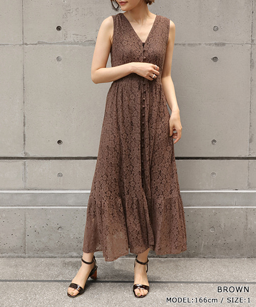 Randa ランダ の レース切り替えロングワンピース ワンピース Wear