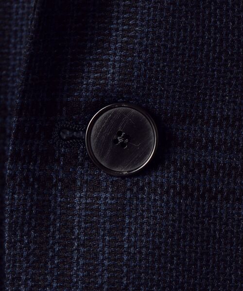 【高級素材】SHIPS×ゼニア トラベラー 紺グレンチェックジャケット 46 高級素材】SHIPS×ゼニア トラベラー 紺グレンチェックジャケット 46