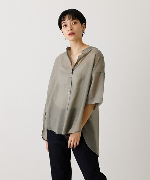 BACK RIBBON SHEER BLOUSE/バックリボンシアーブラウス（シャツ