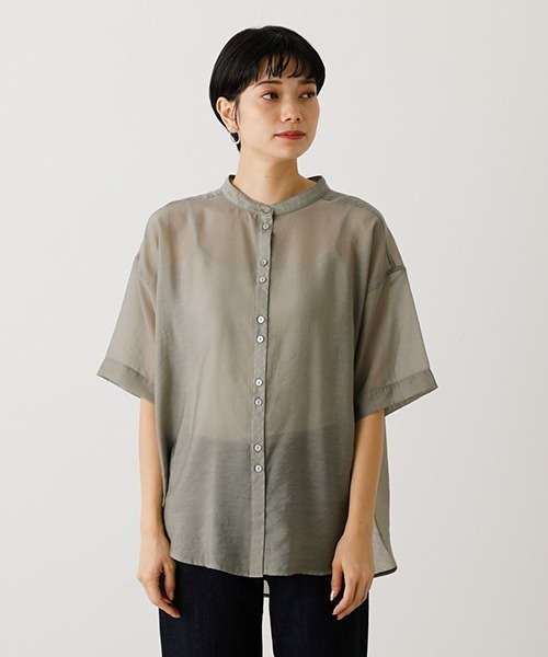 AZUL by moussy（アズールバイマウジー）の「BACK RIBBON SHEER BLOUSE/バックリボンシアーブラウス（シャツ/ブラウス・レディース・ブラック/ブラウン/カーキ・SMALL/MEDIUM）」の11枚目の写真